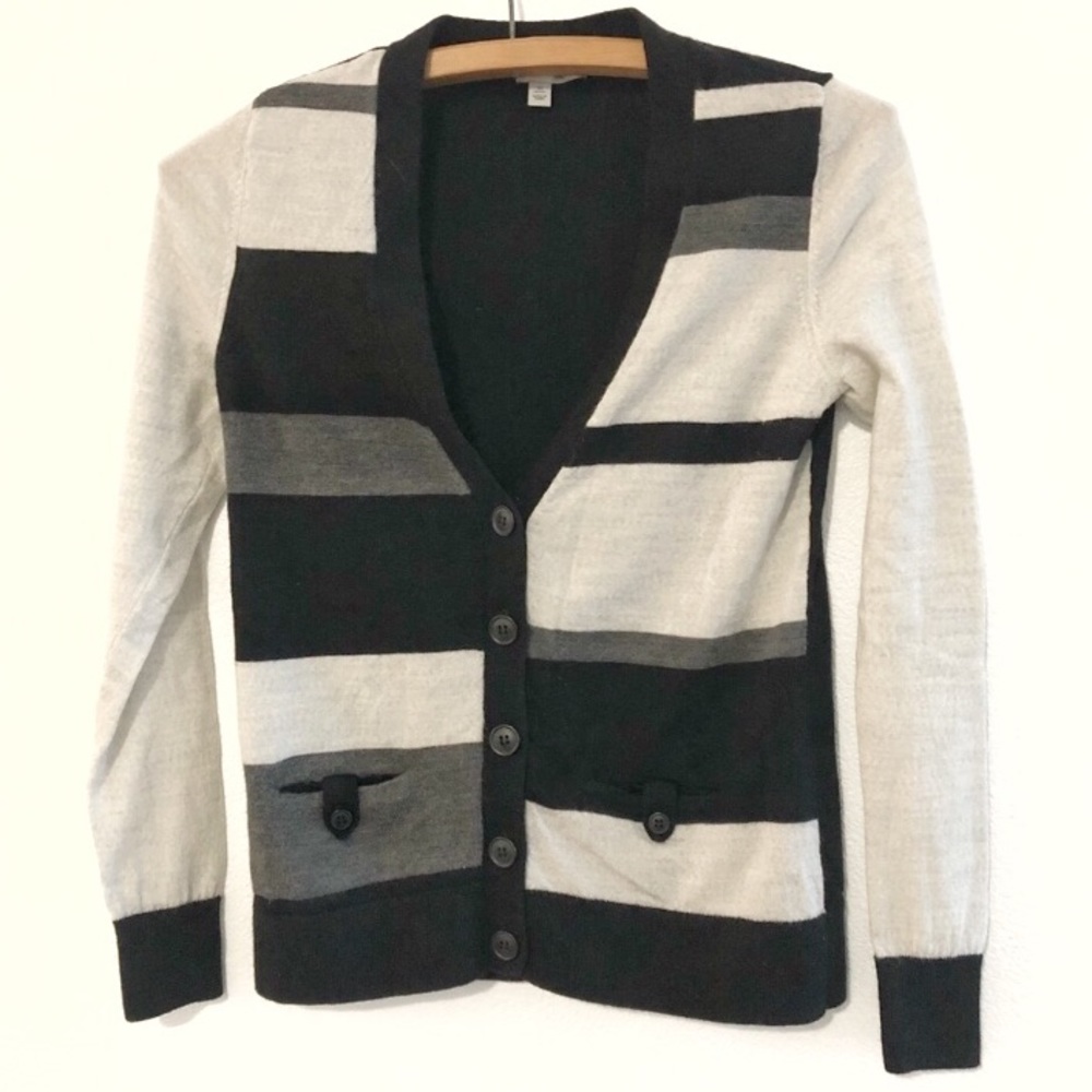 Halogen Colorblock Merino Wool Cardigan XS